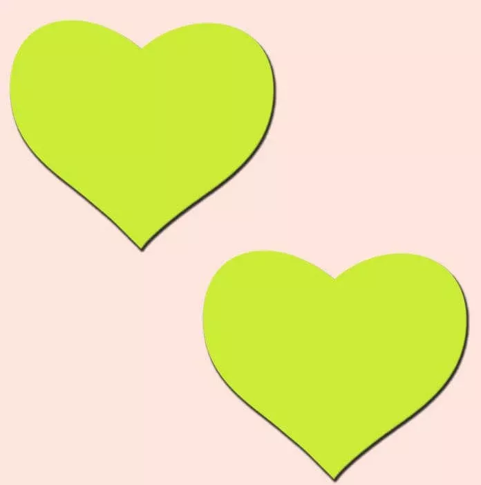 Glow in the Dark Neon Yellow Heart Pasties Nipple Covers