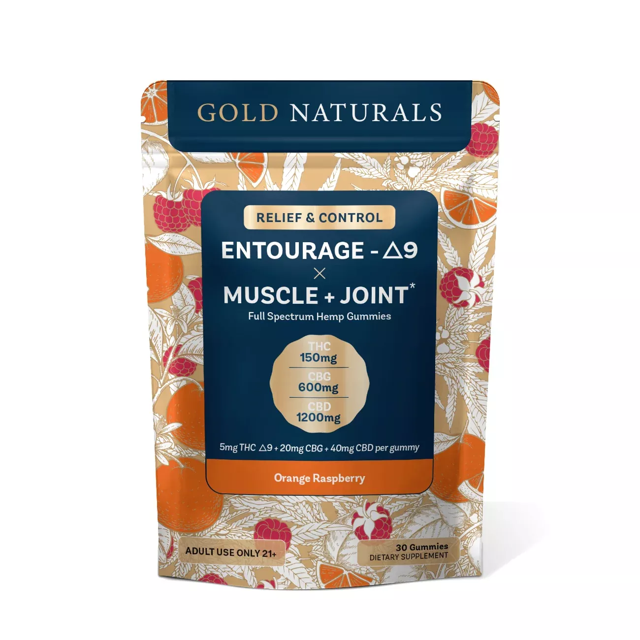 Gold Naturals 5 mg Entourage Δ9 x Muscle + Joint Gummy