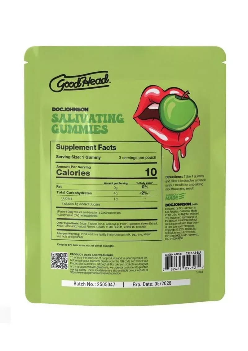 GoodHead Salivating Gummies (3pcs per Pouch) - Green Apple - Bulk from Cherry Pie Online