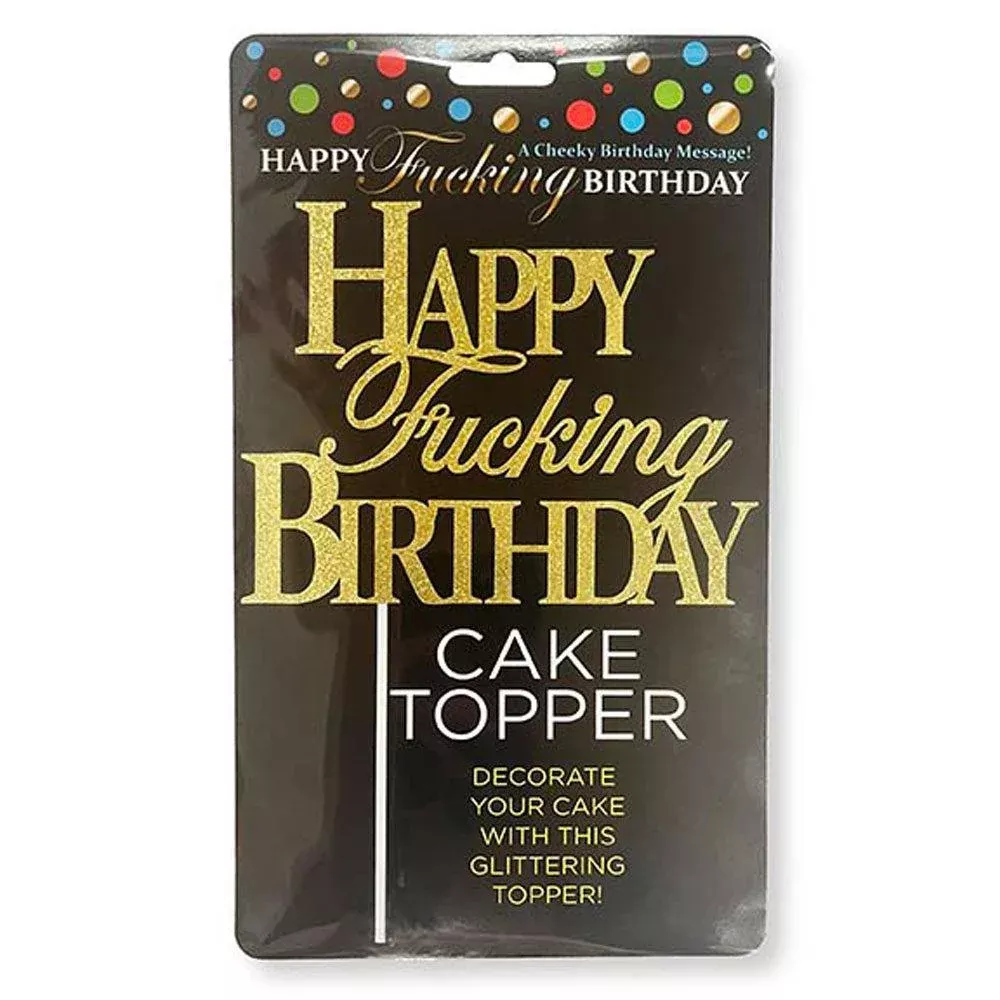 "Happy Fucking Birthday" Cake Topper - Gold - Little Genie