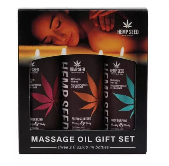 Hemp Seed Massage and Body Oil Trio Gift Set Summer