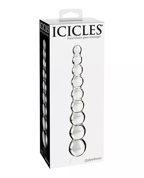 Icicles No. 2 Hand Blown Glass Massager - Clear Rippled