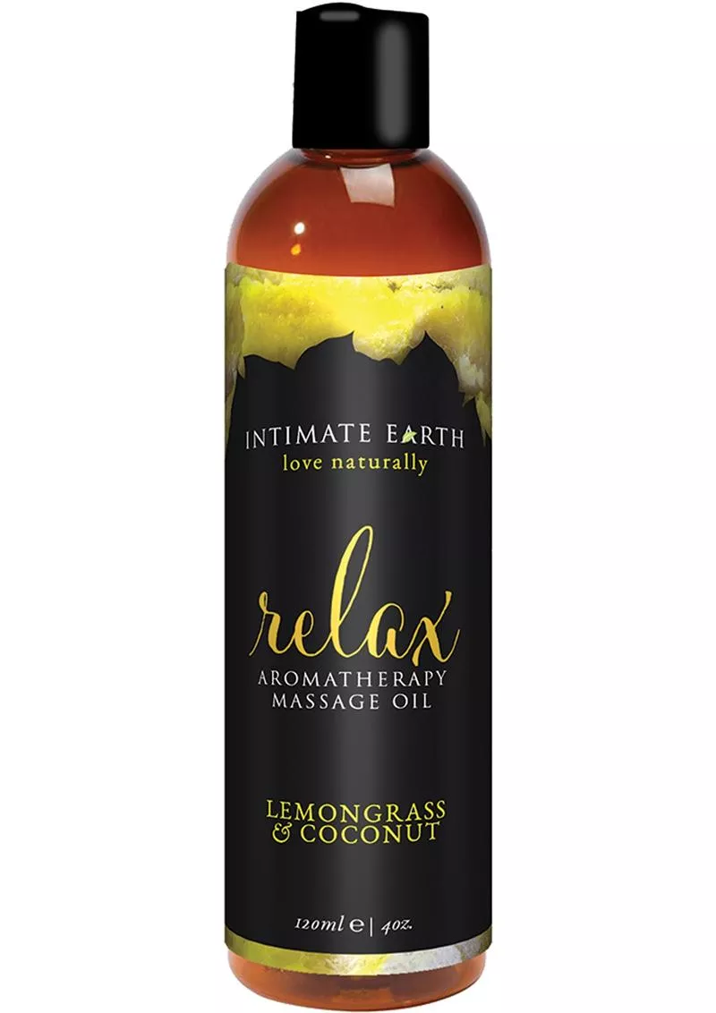 Intimate Earth Relax Aromatherapy Massage Oil Lemongrass and Coconut 4oz - Shop Velvet Box Online