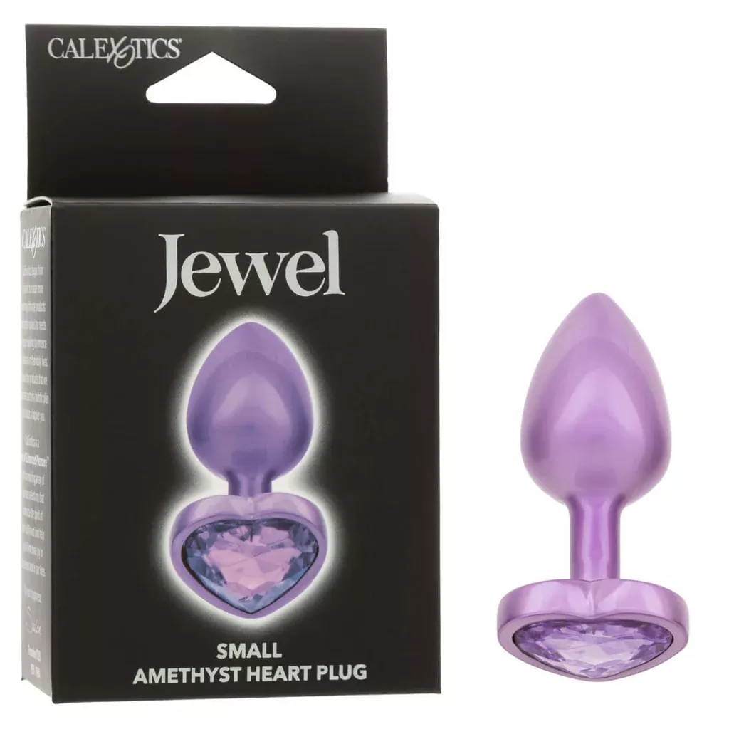 Jewel Amethyst Heart Anal Plug Small Purple