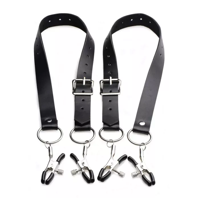 Labia Spreader Straps with Clitoral Clamps | Master Series