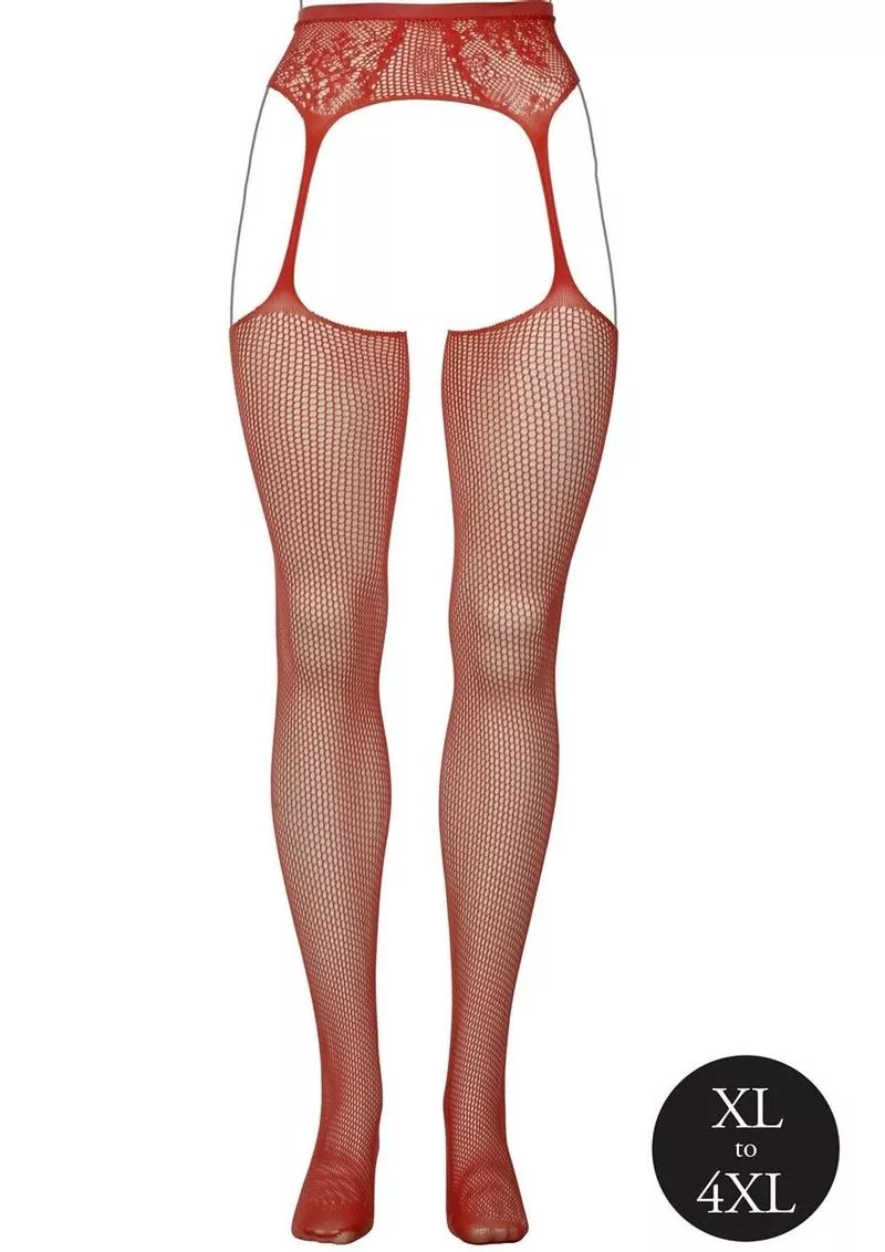 Le Desir Fishnet and Lace Garterbelt Stocking - Queen - Sunset Glow