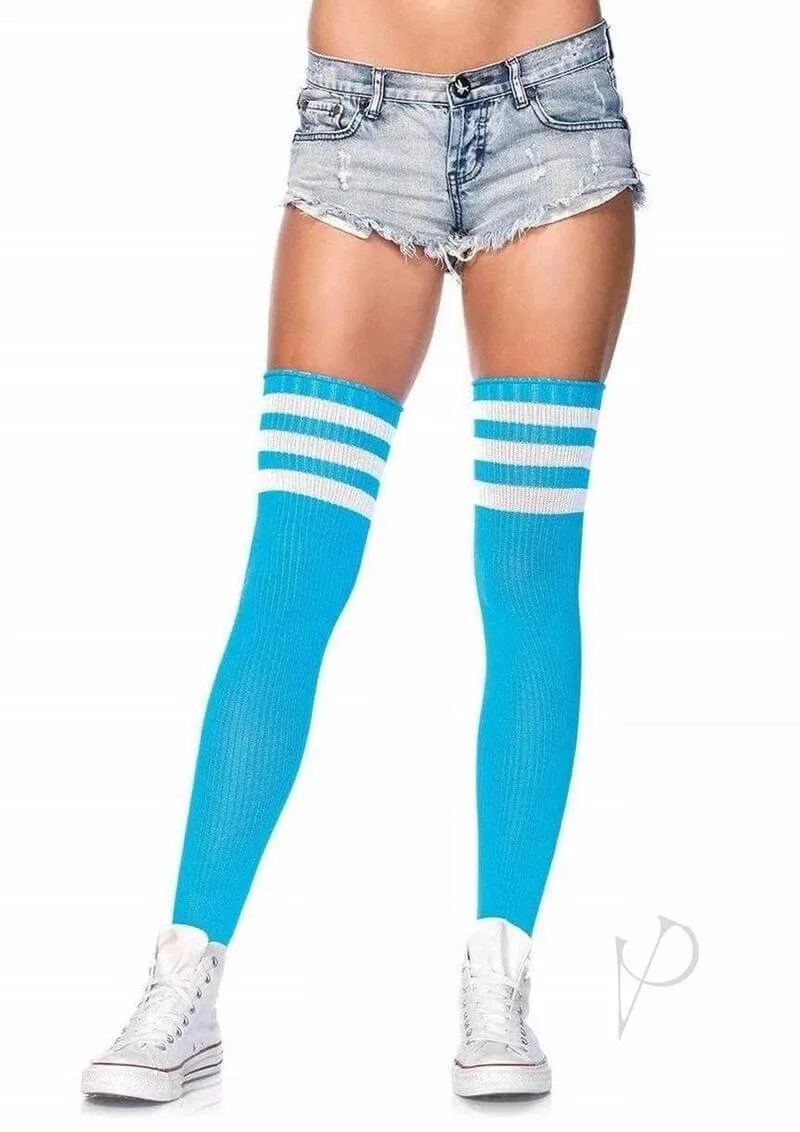 Leg Avenue Athlete Thigh Hi with 3 Stripe Top OS Blue