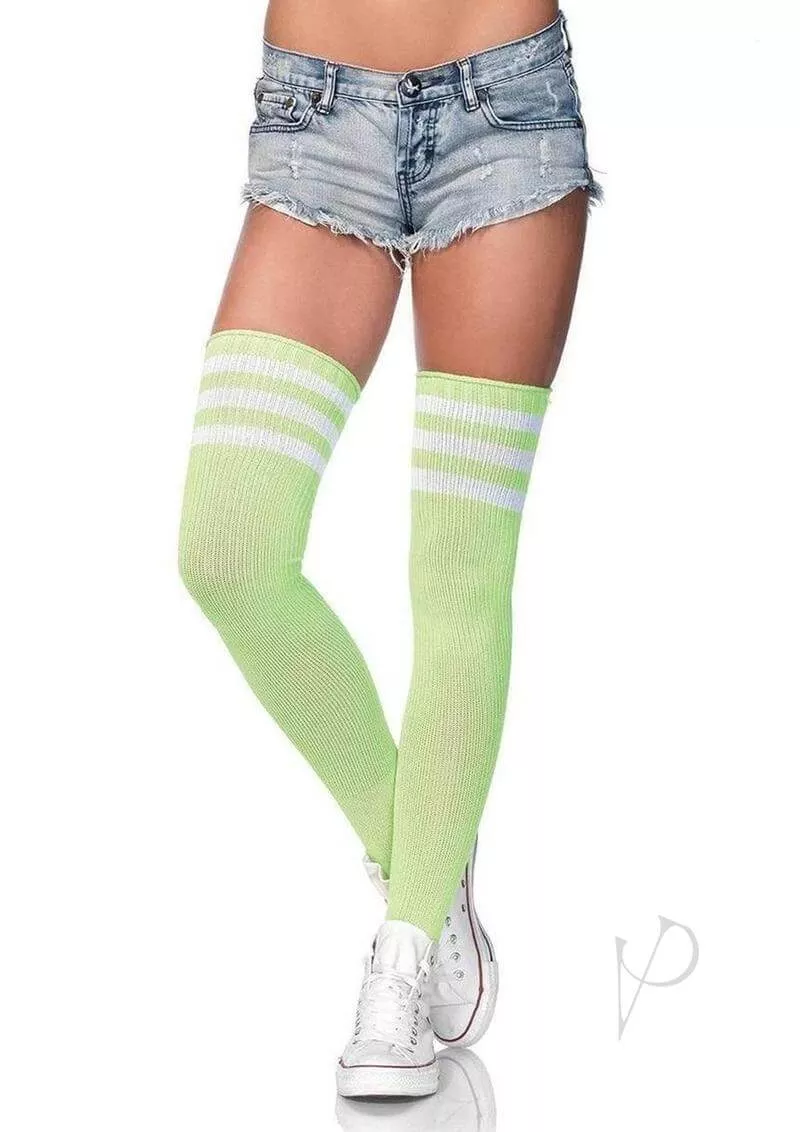 Leg Avenue Athlete Thigh Hi with 3 Stripe Top OS Green