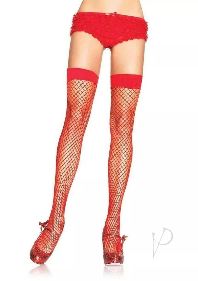 Leg Avenue Lycra Industrial Fishnet Thigh High OS Red
