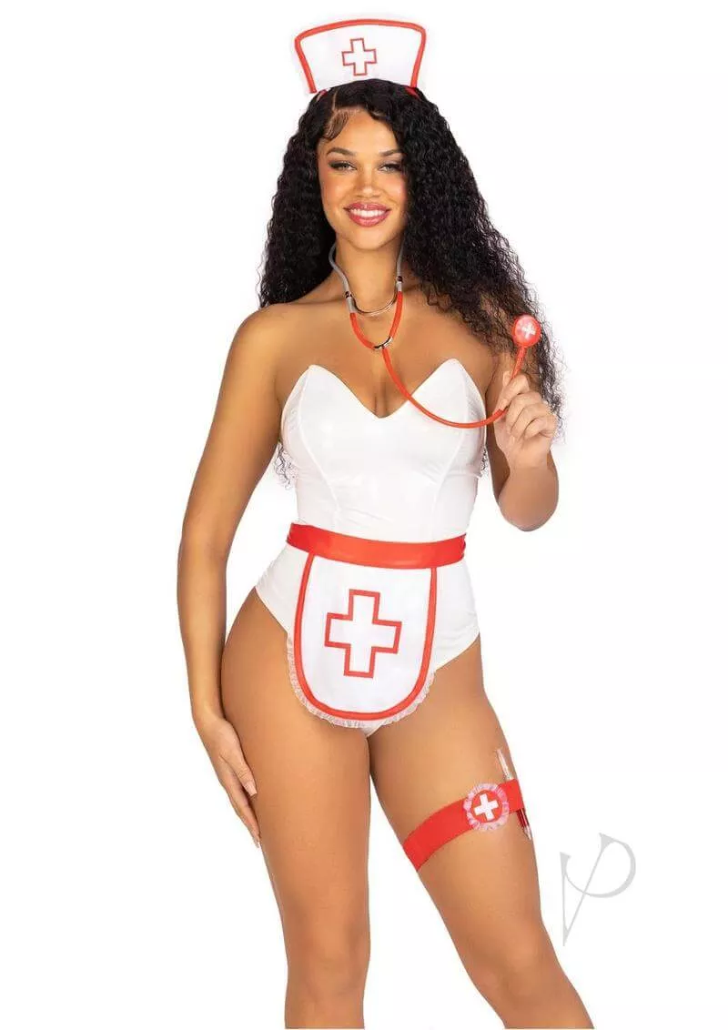Leg Avenue Nurse Costume (5 Piece) - White/Red