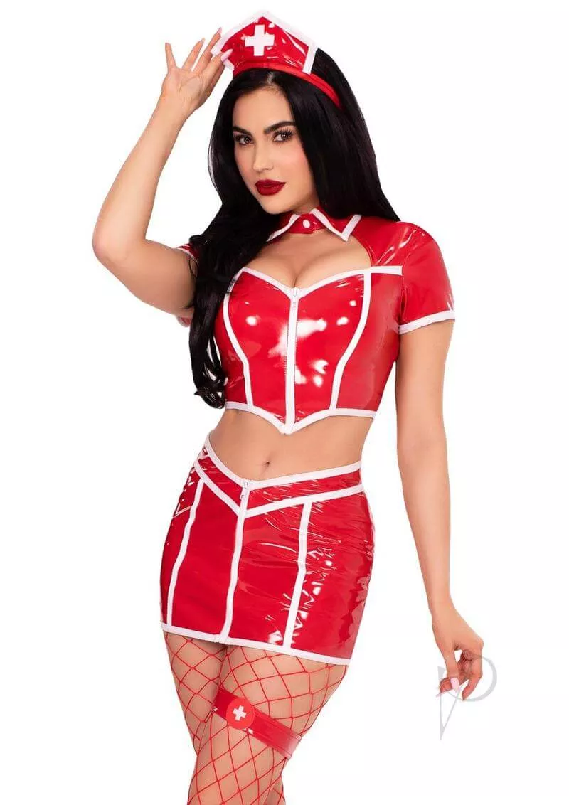Leg Avenue Red Alert Nurse Costume (4 Piece) - Red - Medium