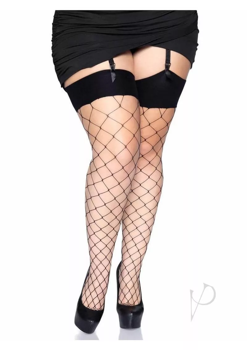 Leg Avenue Spandex Fence Net Stockings 1X 2X Black