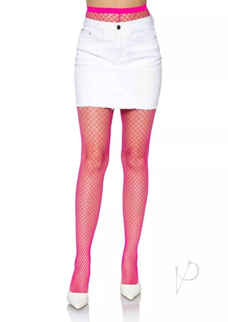 Leg Avenue Spandex Industrial Net Tights OS Neon Pink