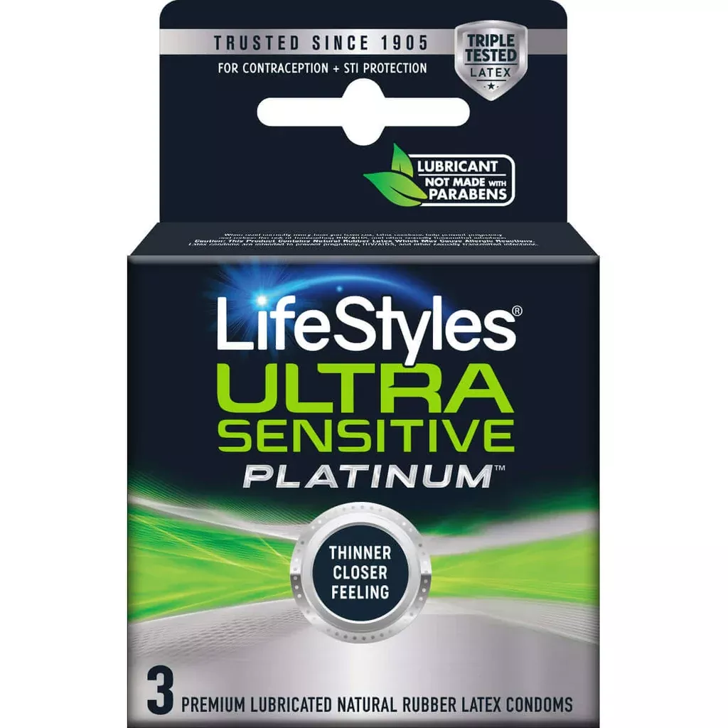 Lifestyles Ultra Sensitive Platinum Latex Condoms 3 Pack