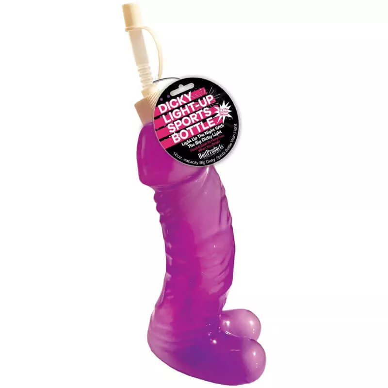 Light Up Pecker Sports Bottle - Purple