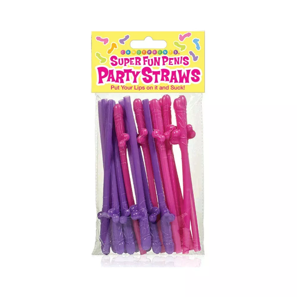 Little Genie Super Fun Penis Party Straws 8-Pack Pink Purple | Red Garter