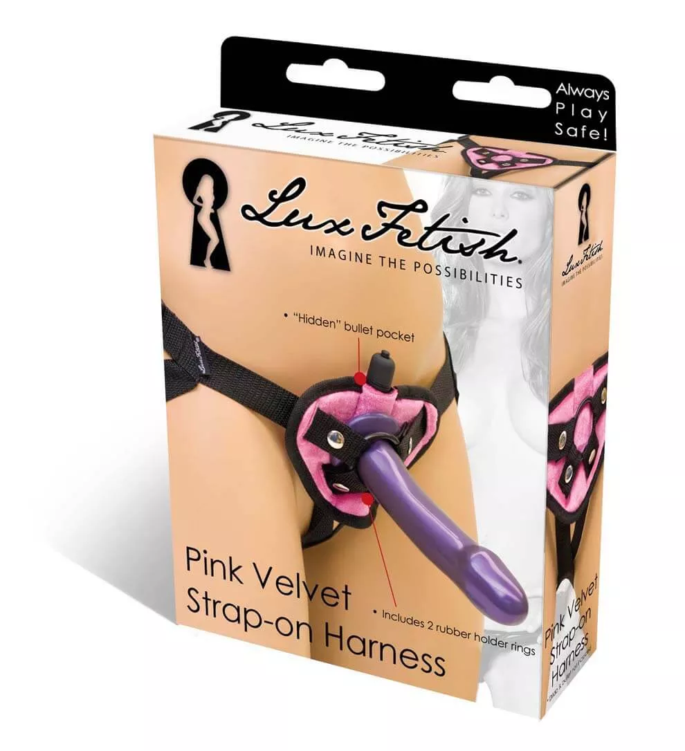 Lux Fetish Pink Velvet Strap-On Harness