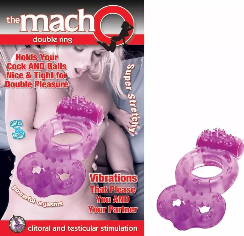 The Macho Double Ring Purple – Vibrating Dual Pleasure Cock & Ball Ring by Nasstoys