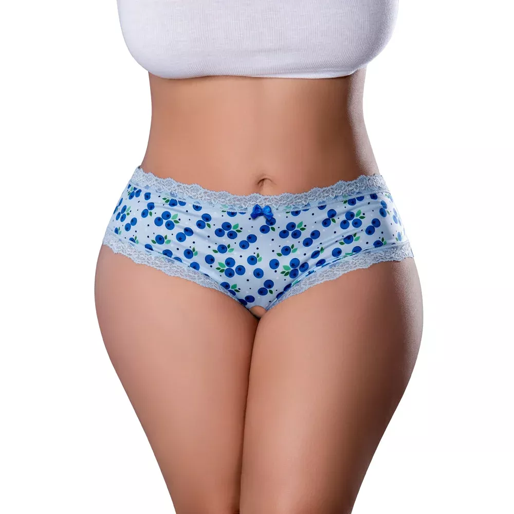 Magic Silk Sweet Treats Crotchless Boy Short with Lube Blueberry Queen Size