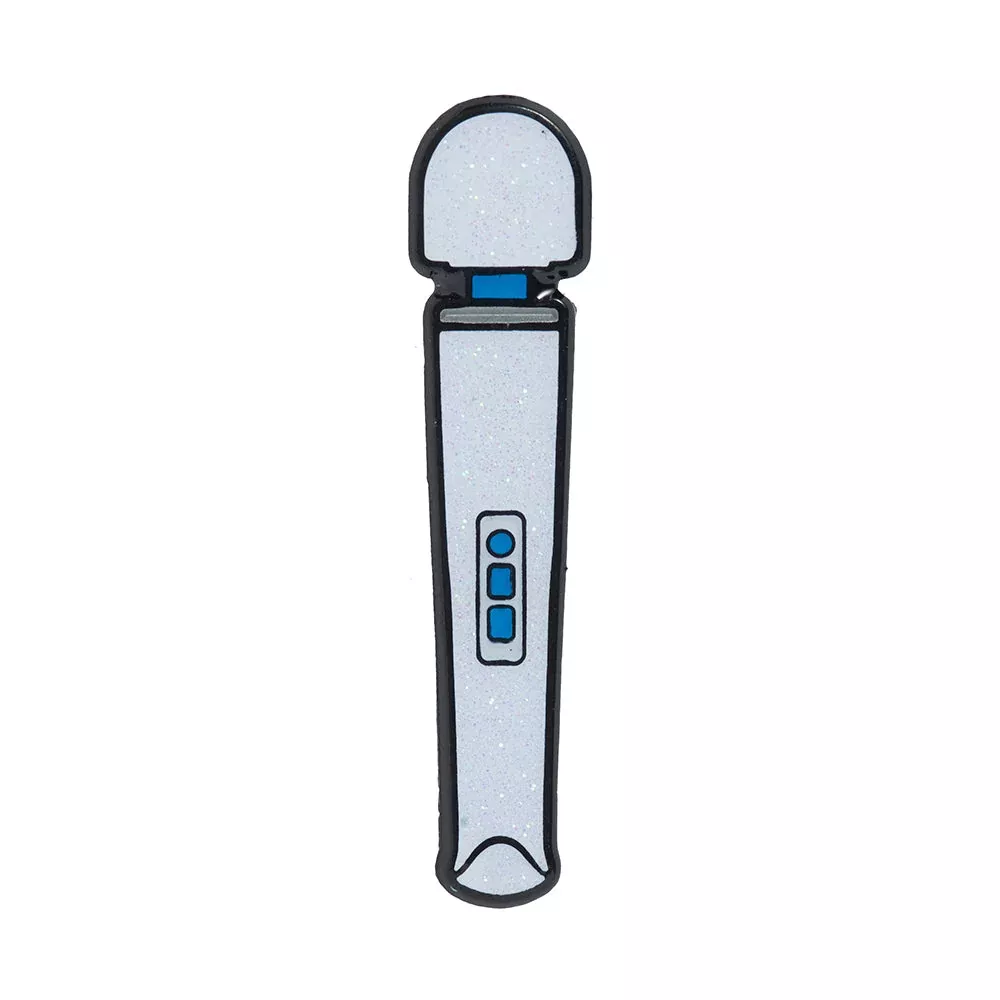 Magic Wand Rechargeable Enamel Lapel Pin | Red Garter