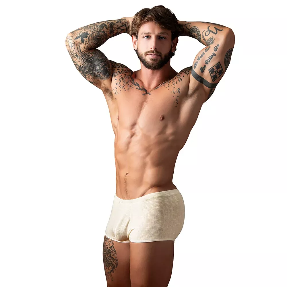 Male Power Mykonos Limited Edition Mini Short Ivory M | Red Garter