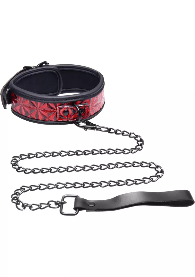 Master Series - Crimson Tied Chained Collar with Leash