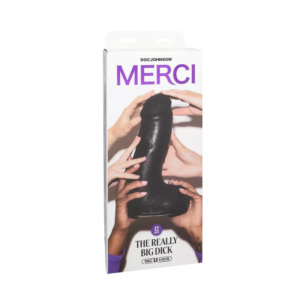 Merci The Really Big Dick 12 in. Dildo with XL Removable Vac-U-Lock Suction Cup Black