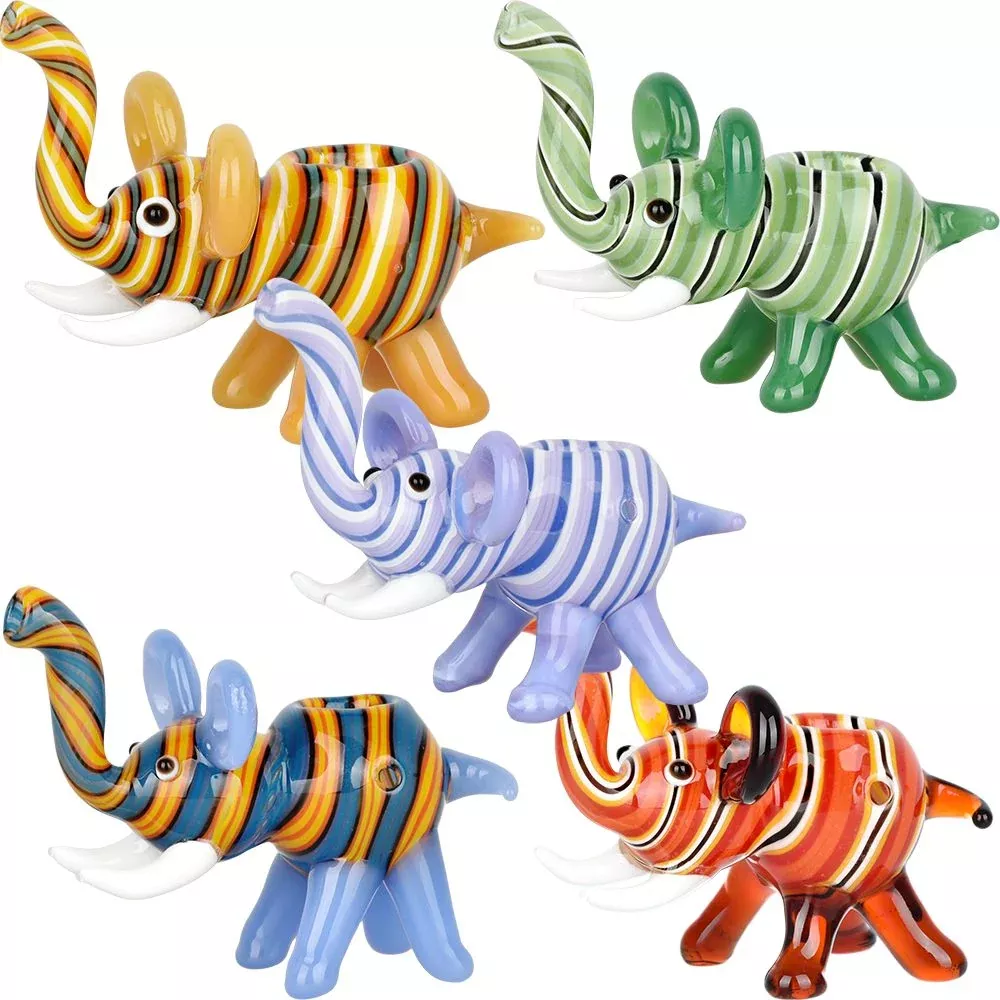 Mini Wig Wag Elephant Glass Hand Pipe - 3" / 5ct