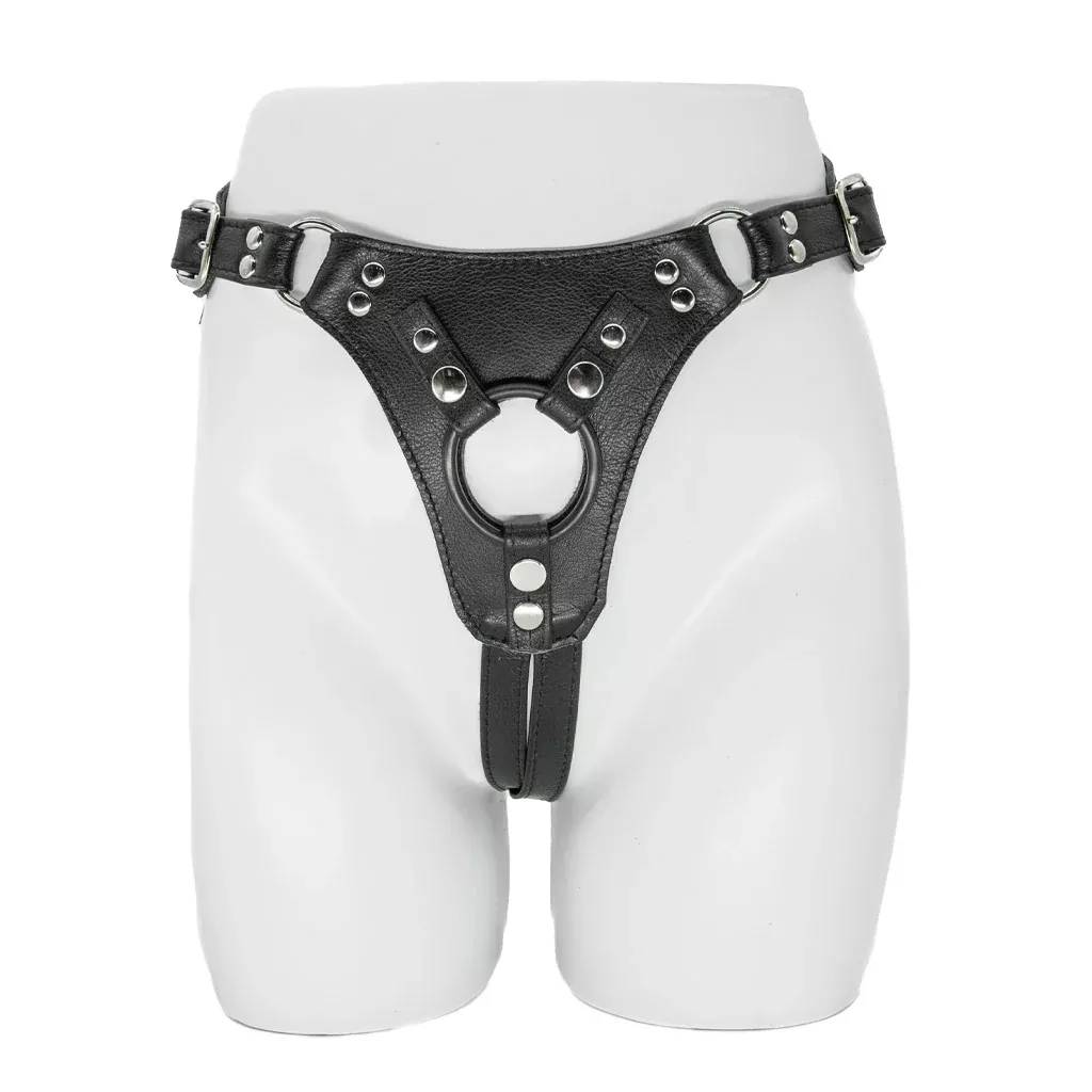 Minx Licorice Leather Strapon Dildo Harness