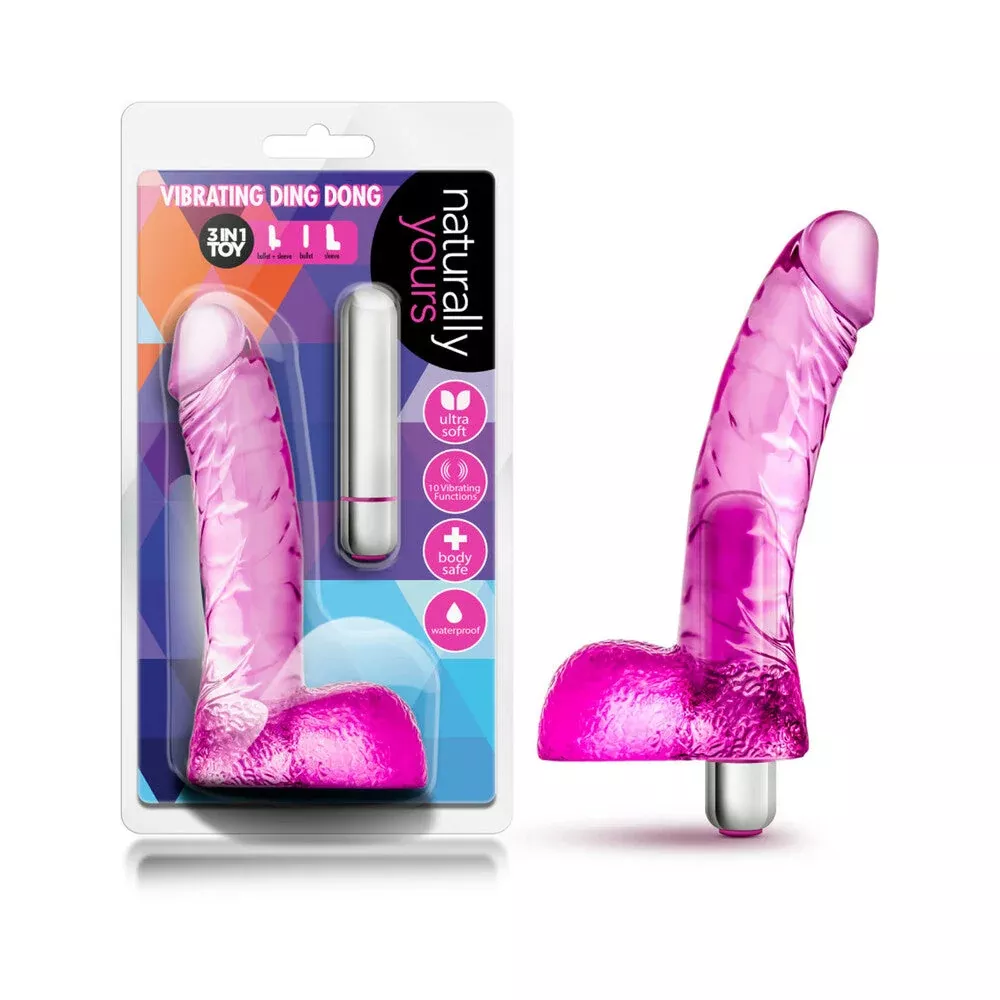 Naturally Yours Vibrating Ding Dong 6.5 in. Dildo with Balls & Vibrato