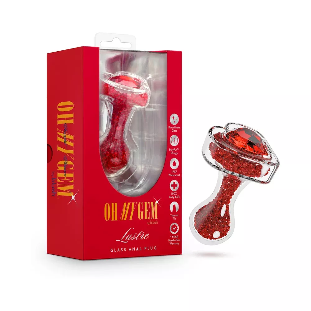 Oh My Gem Lustre Glass Anal Plug - Red