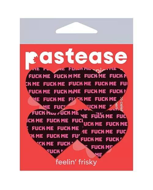 Pastease Petites Fuck Me Hearts - Black/Pink O/S
