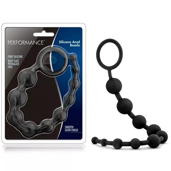 Performance Black Silicone Anal Beads by Blush Novelties