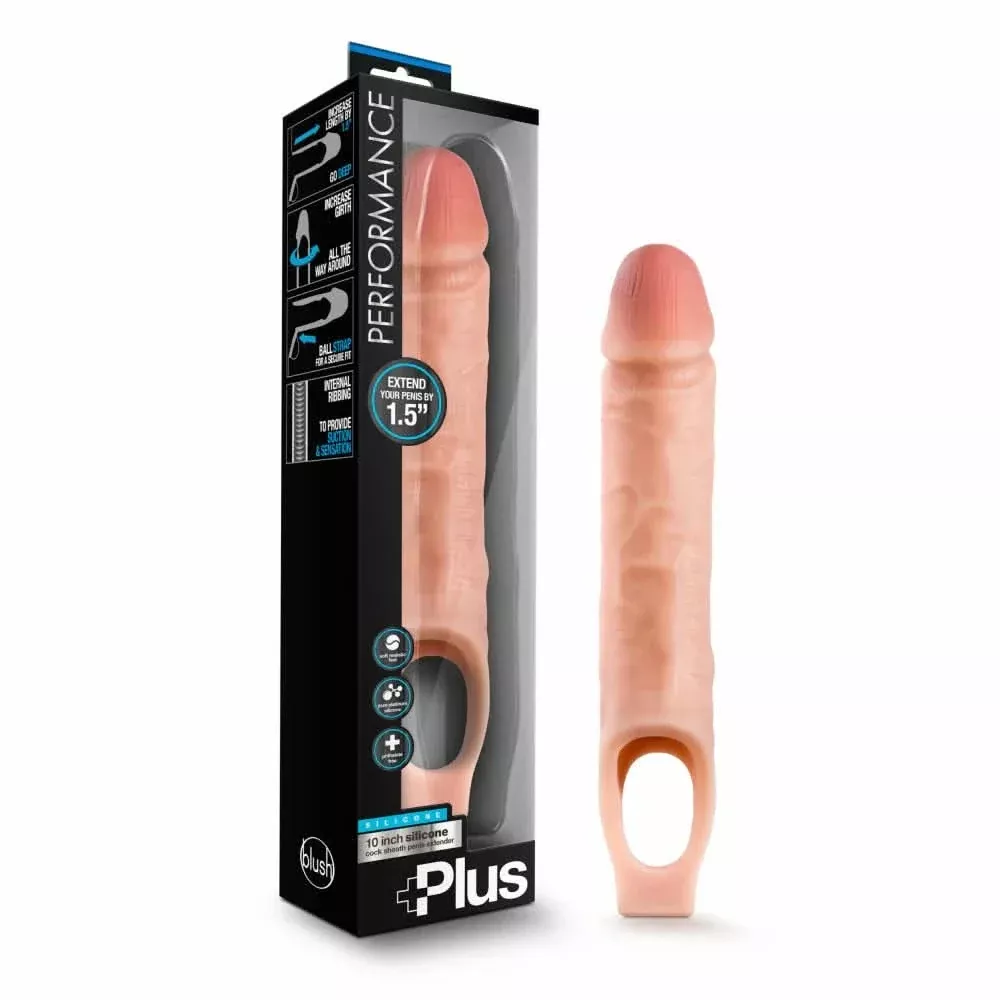 Performance PLUS Cock Sheath Penis Extender 10″ - The Pink Case Sex Shop