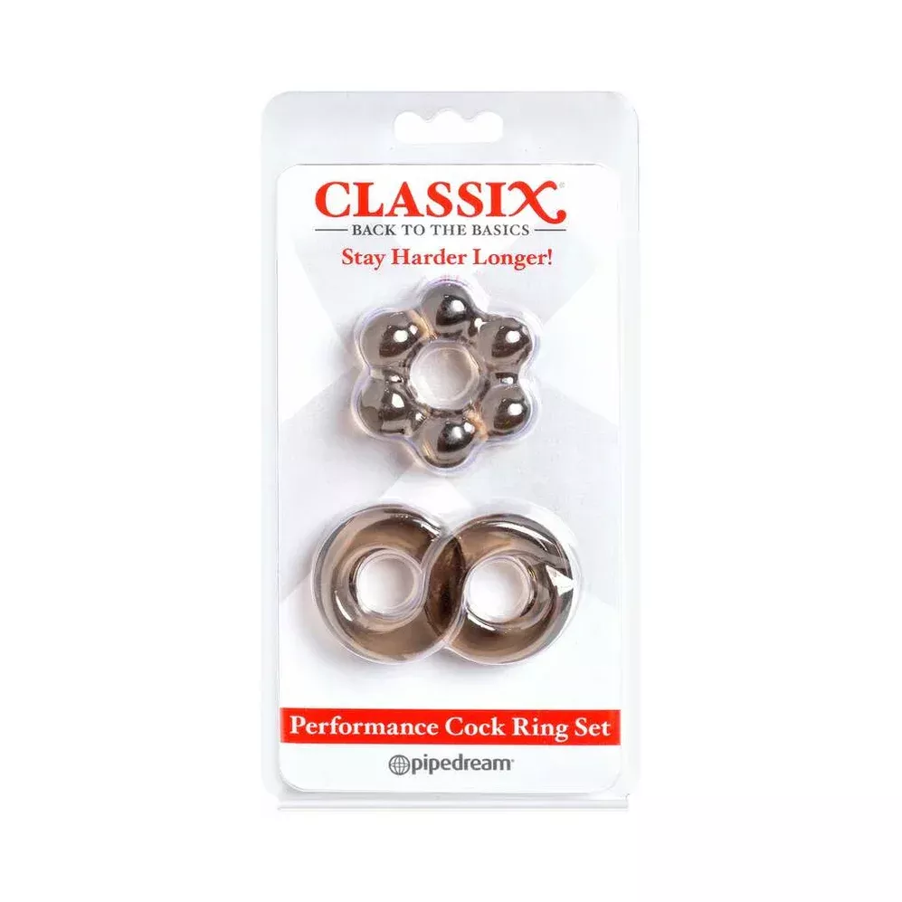 Pipedream Classix 3-Piece Performance Cock Ring Set Smoke