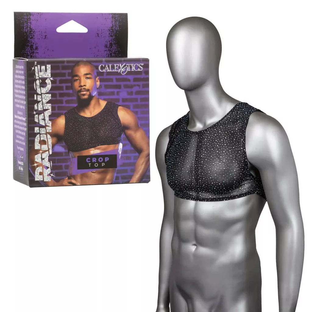Radiance Crop Top – Mesh Design with Rhinestone Accents for Glamorous Style