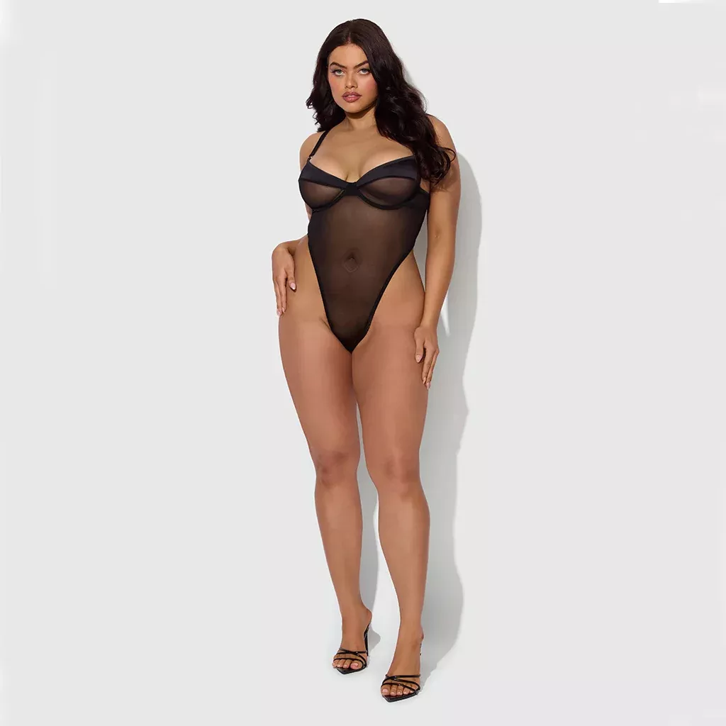 Raquel Mesh and Silky Micro Underwire Bodysuit