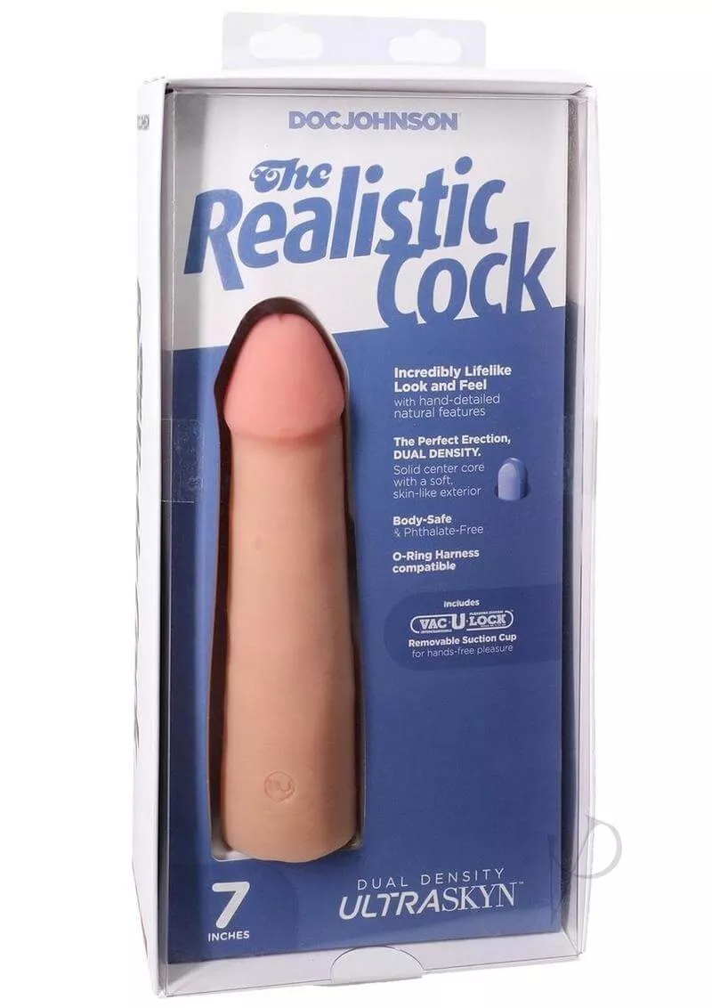 The Realistic Cock 7-Inch ULTRASKYN Vac-U-Lock Dildo Vanilla – Phthalate-Free, Body-Safe with Suction Cup