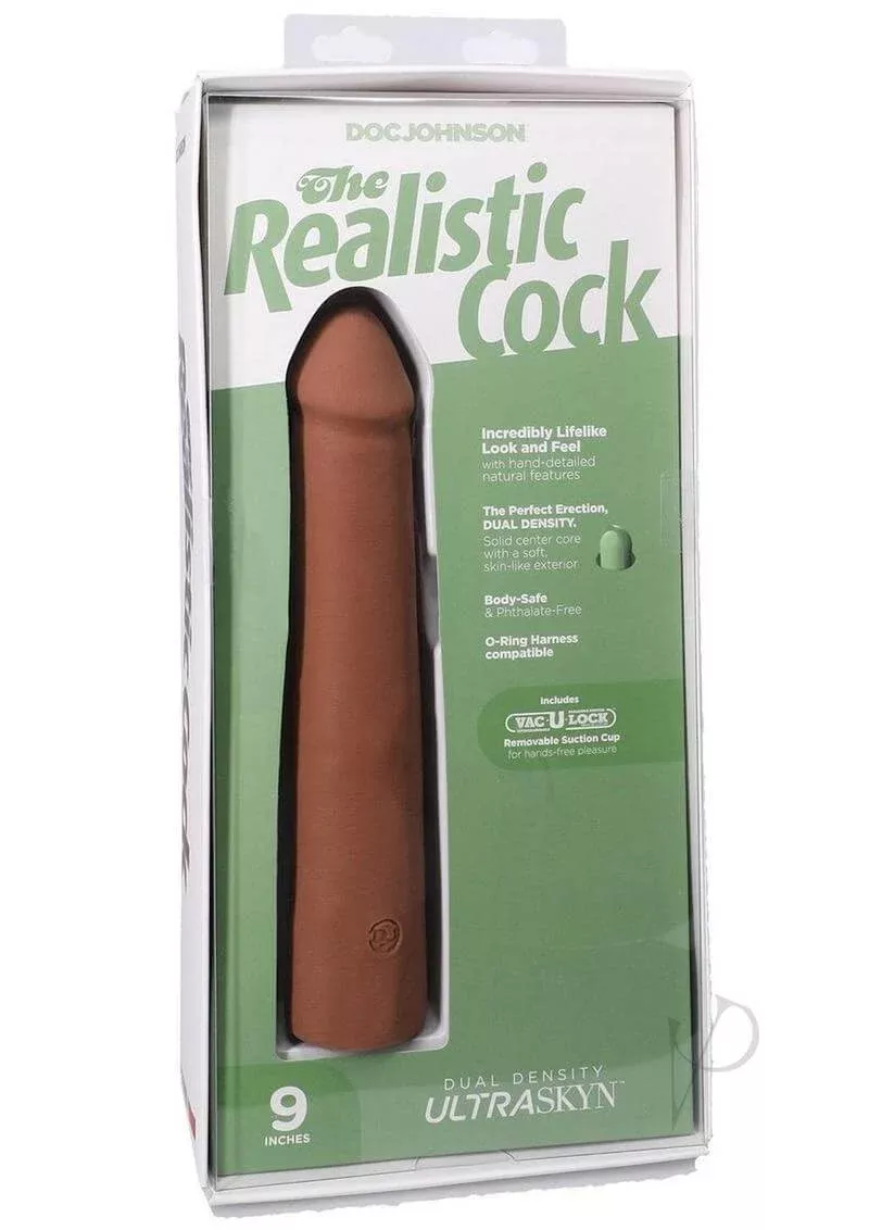 Realistic Cock 9 inch ULTRASKYN Vac-U-Lock Dildo Caramel