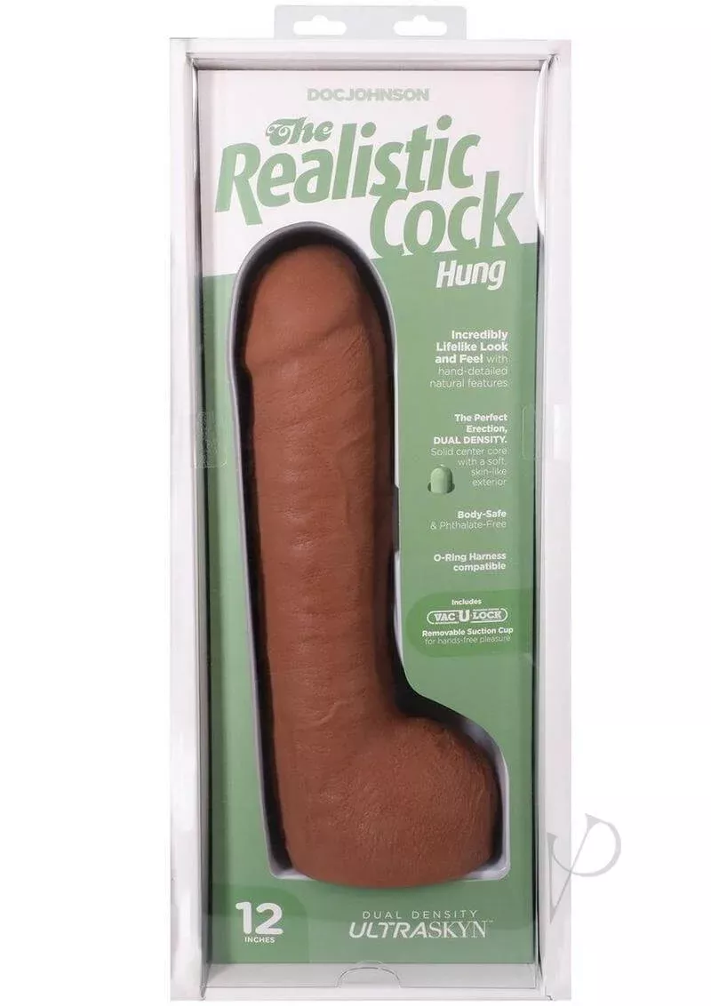 The Realistic Cock Hung 12" ULTRASKYN Vac-U-Lock Dildo Caramel – Dual Density Design
