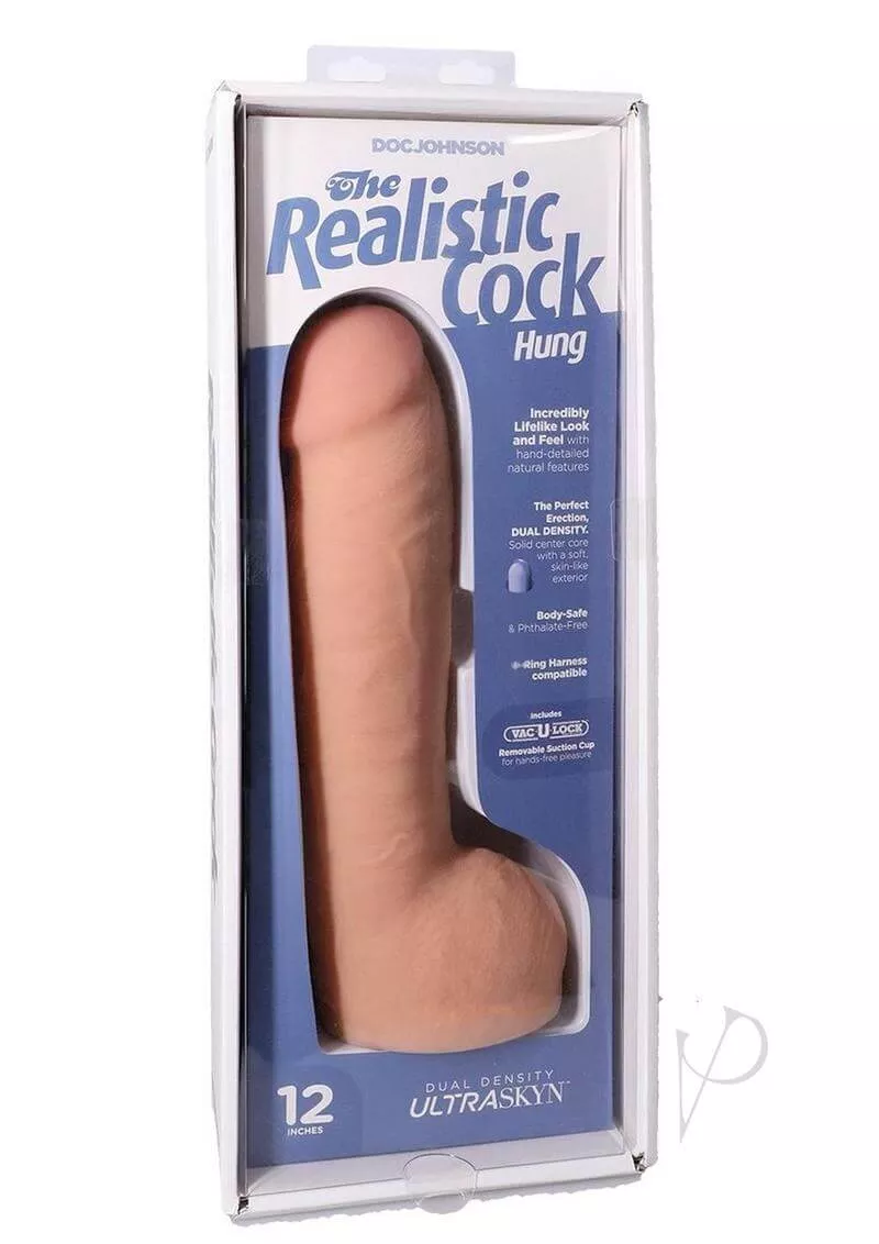The Realistic Cock Hung 12" ULTRASKYN Vac-U-Lock Dildo Vanilla – Lifelike Dual Density