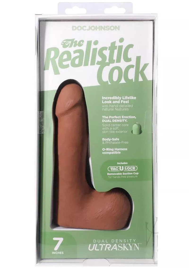The Realistic Cock with Balls Ultraskyn Vac-U-Lock 7 inch Tan