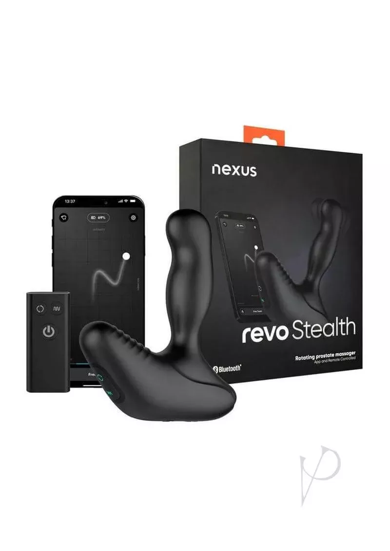 REVO Stealth App Enabled Rotating Prostate Massager with Remote Control - Black