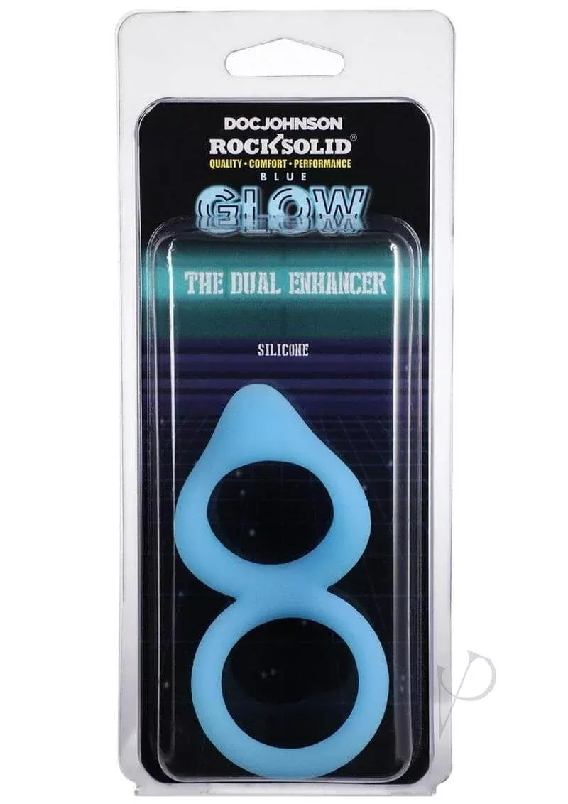 Rock Solid Dual Enhancer Blue - Glow-in-the-Dark Double Ring for Enhanced Pleasure