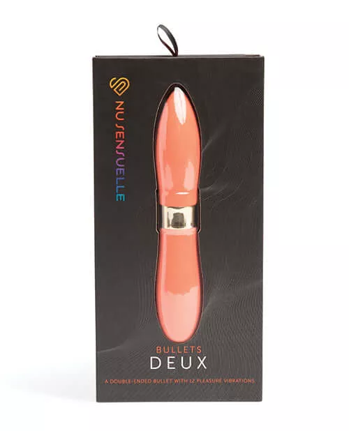 Sensuelle Double Ended Deux Bullet Vibrator - Coral Orange, 12 Speeds Per End