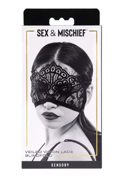 Sex & Mischief Veiled Vision Lace Blindfold - Black