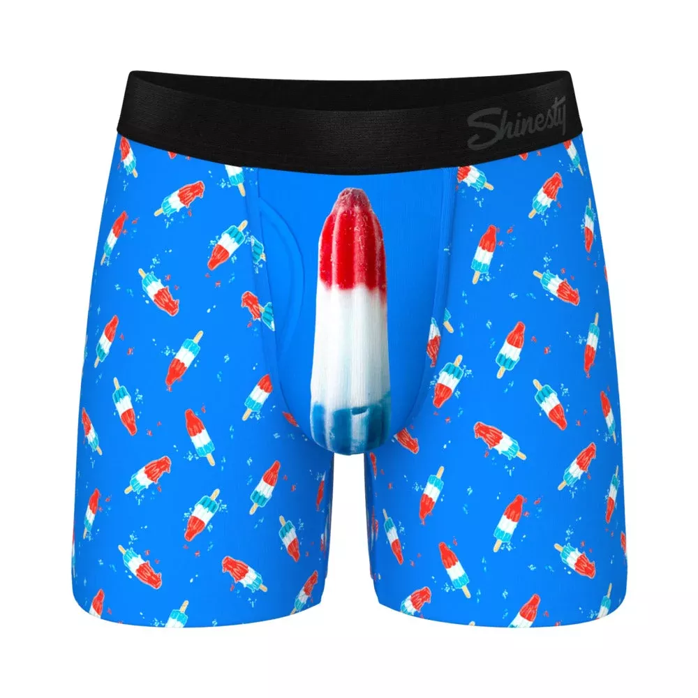 Shinesty Ball Hammock Pouch Underwear with Fly Popsicle S | Red Garter