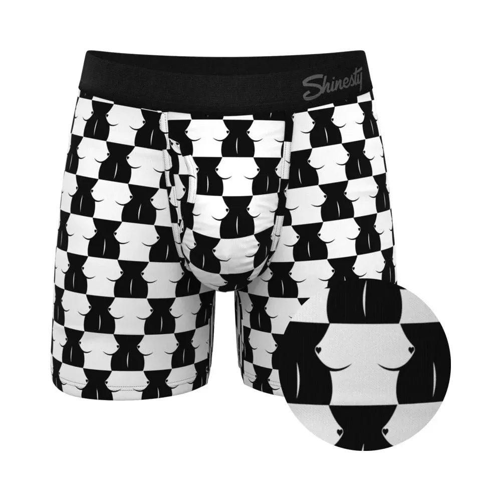 Shinesty Chest Mate Checkered Ball Hammock Underwear with Fly S | Red Garter