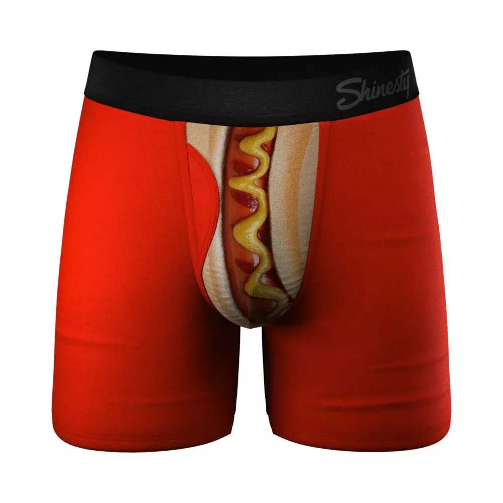 Shinesty Coney Islands Hot Dog Ball Hammock Underwear with Fly XS | Red Garter