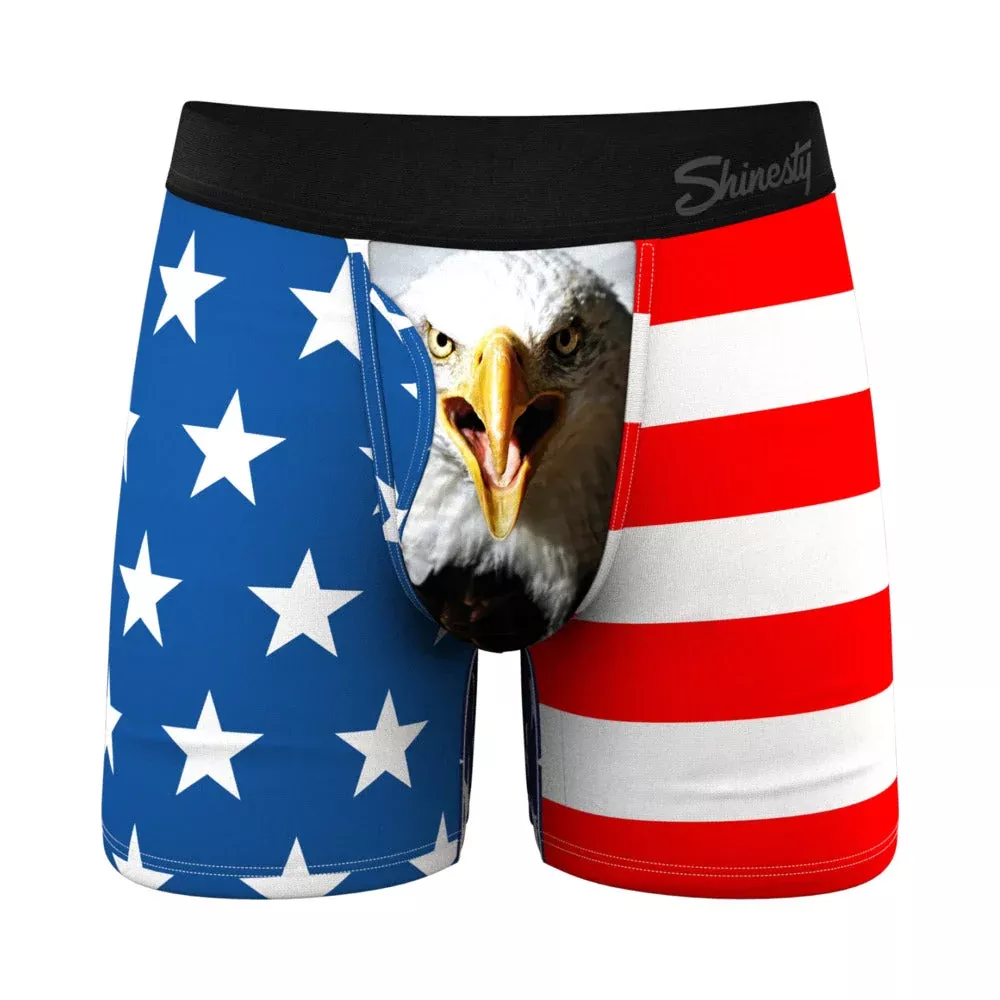 Shinesty Mascot American Flag Ball Hammock Underwear with Fly XS | Red Garter